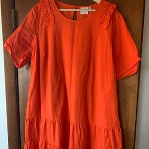 Bright orange dress!
